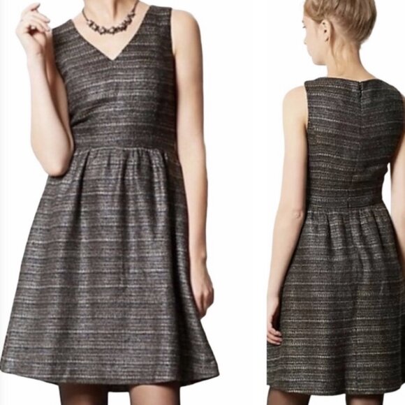 Moulinette Soeurs Tweed Fit & Flare Dress Size 4 - Picture 2 of 12